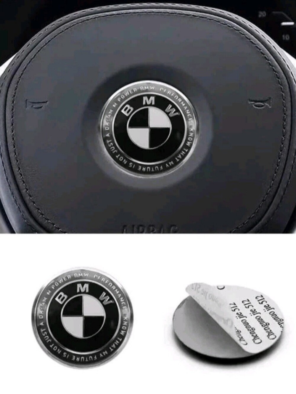 BMW 45mm Steering Wheel Emblem Logo  With Adhesive backing